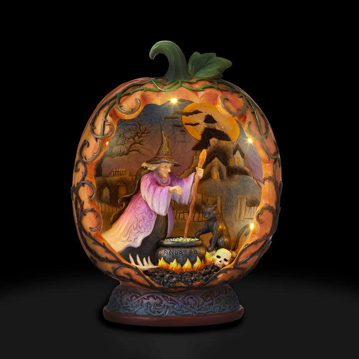 Jim Shore Heartwood Creek: Witch With Cauldron Pumpkin Diorama Figurine sparkle-castle