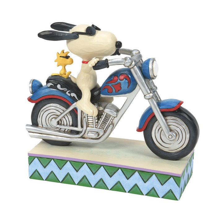 Jim Shore Peanuts: Snoopy & Woodstock Riding Motorcycle Figurine sparkle-castle