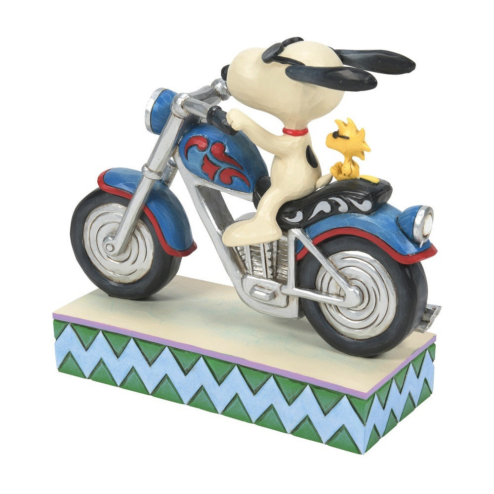 Jim Shore Peanuts: Snoopy & Woodstock Riding Motorcycle Figurine sparkle-castle