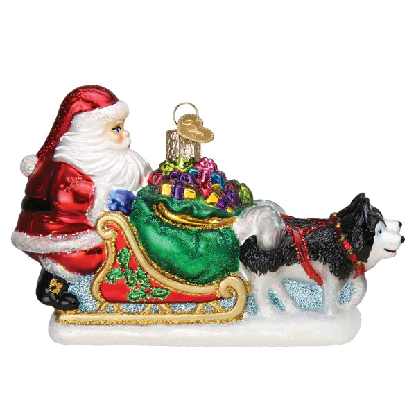 Old World Christmas: Santa's Dog Sled Hanging Ornament sparkle-castle