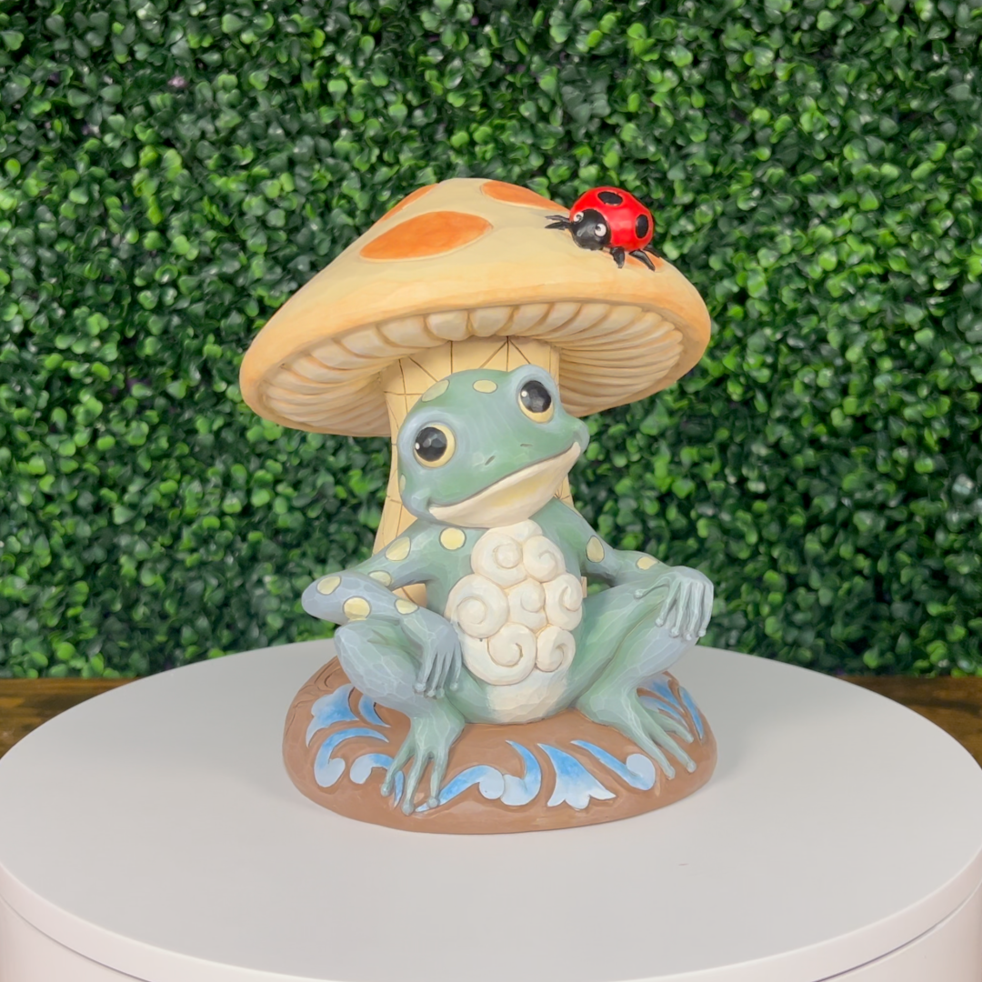 Jim Shore Heartwood Creek: Frog Leaning On Mushroom Figurine