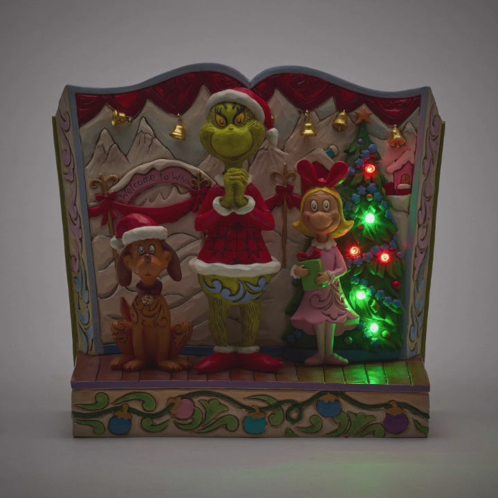 Jim Shore The Grinch: Grinch with Max and Cindy Lou Storybook Figurine