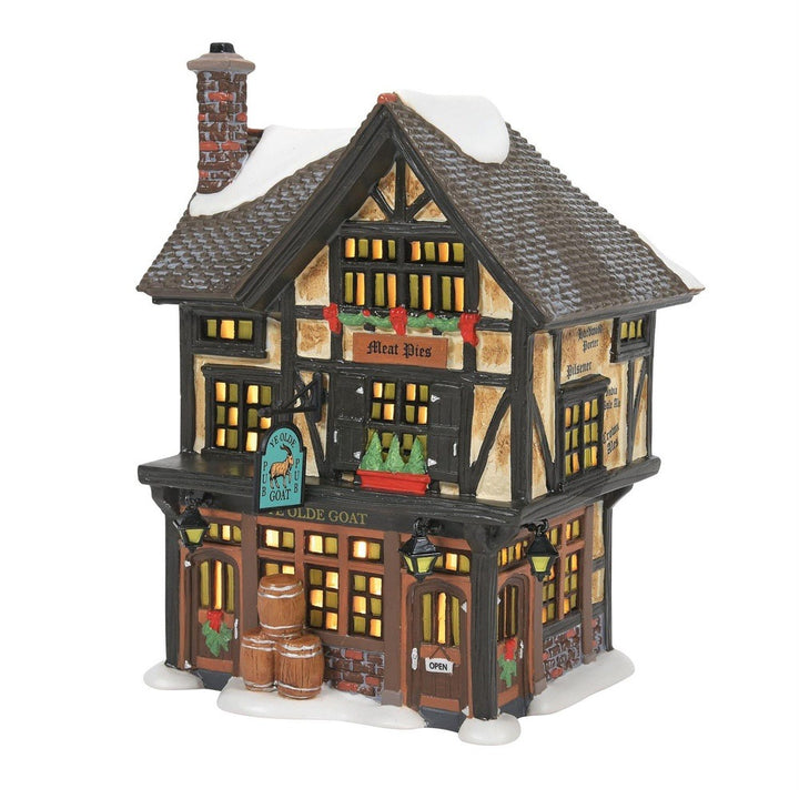 Dickens Snow Village: Ye Olde Goat Pub sparkle-castle