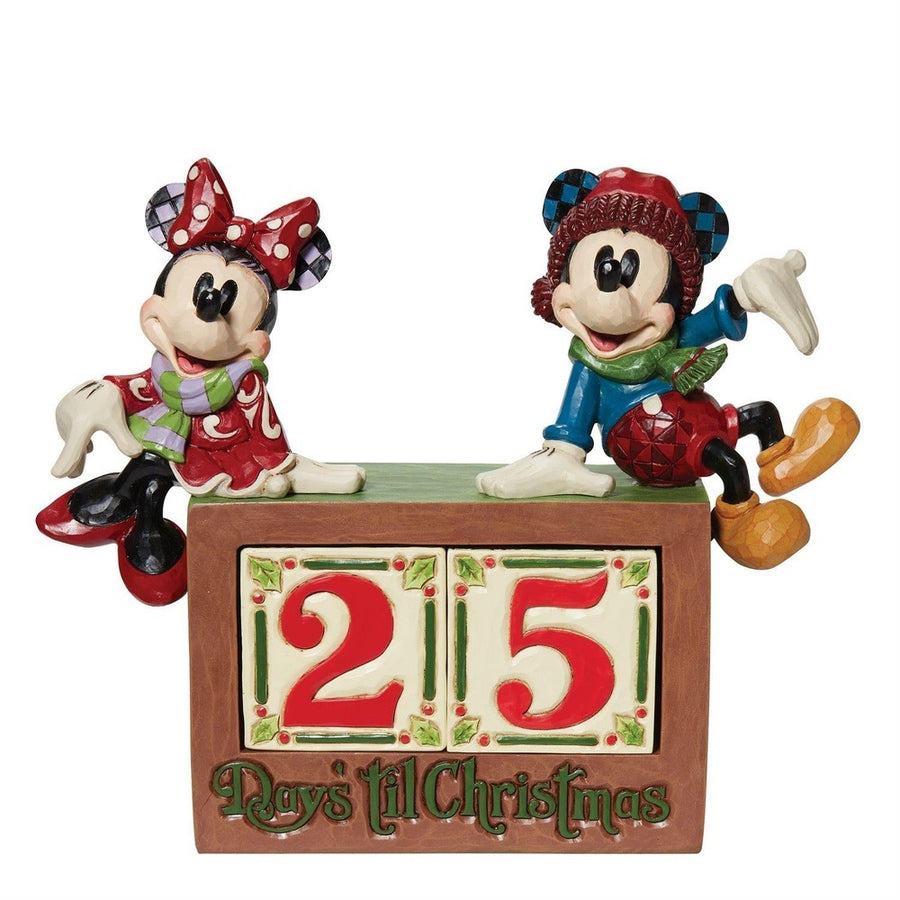 Jim Shore Disney Traditions: Mickey & Minnie Christmas Countdown Blocks Figurine sparkle-castle