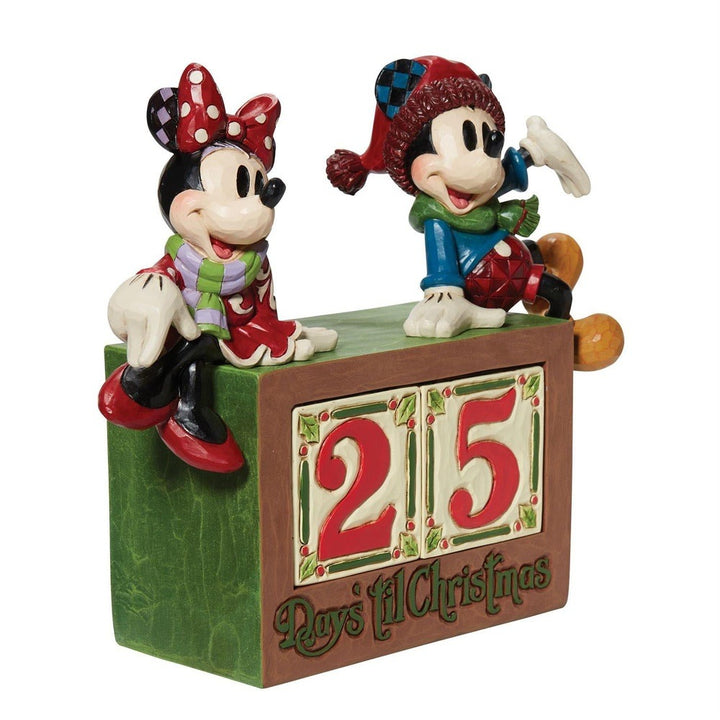Jim Shore Disney Traditions: Mickey & Minnie Christmas Countdown Blocks Figurine sparkle-castle