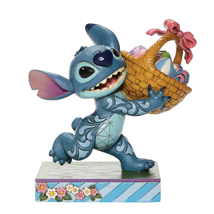 Jim Shore Disney Traditions: Stitch Running Easter Basket Figurine sparkle-castle
