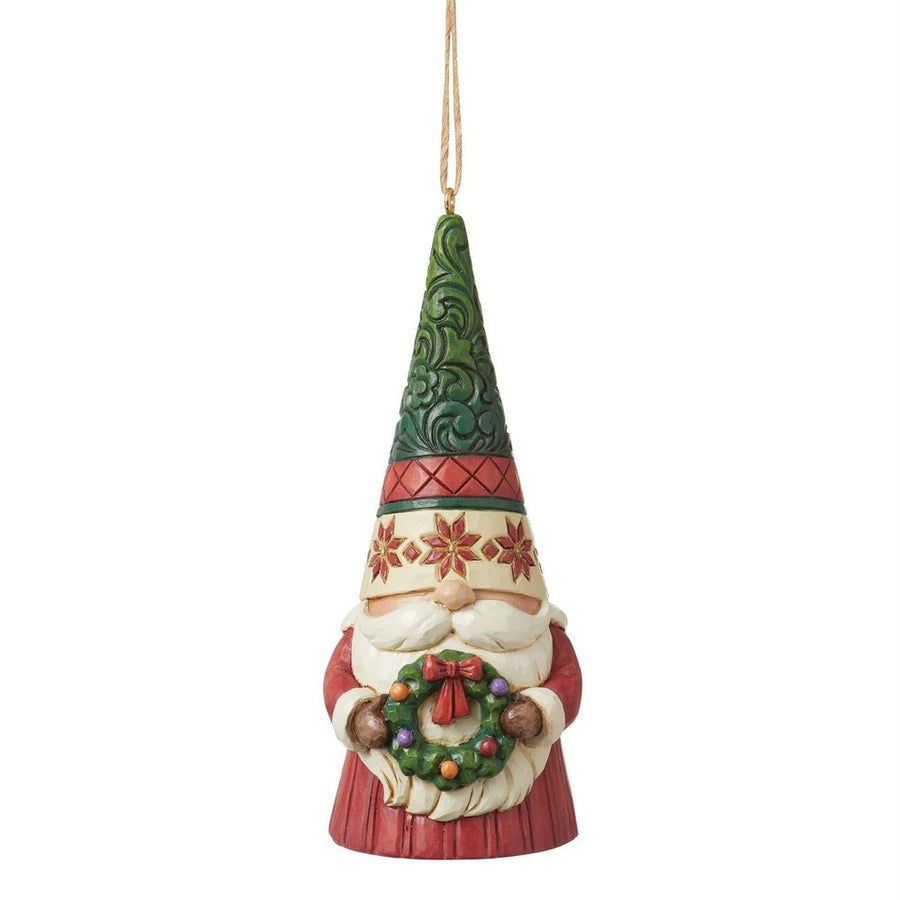 Jim Shore Heartwood Creek: Gnome Holding Wreath Hanging Ornament sparkle-castle