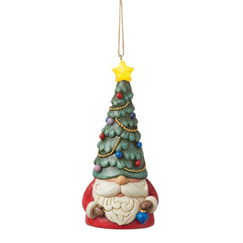 Jim Shore Heartwood Creek: Gnome with Lit Tree Hat Hanging Ornament sparkle-castle