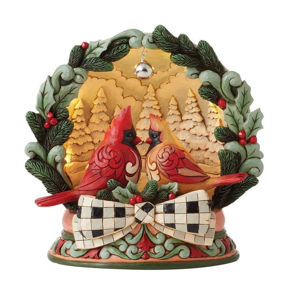 Jim Shore Heartwood Creek: Highland Glen Cardinals in Lighted Diorama Figurine sparkle-castle