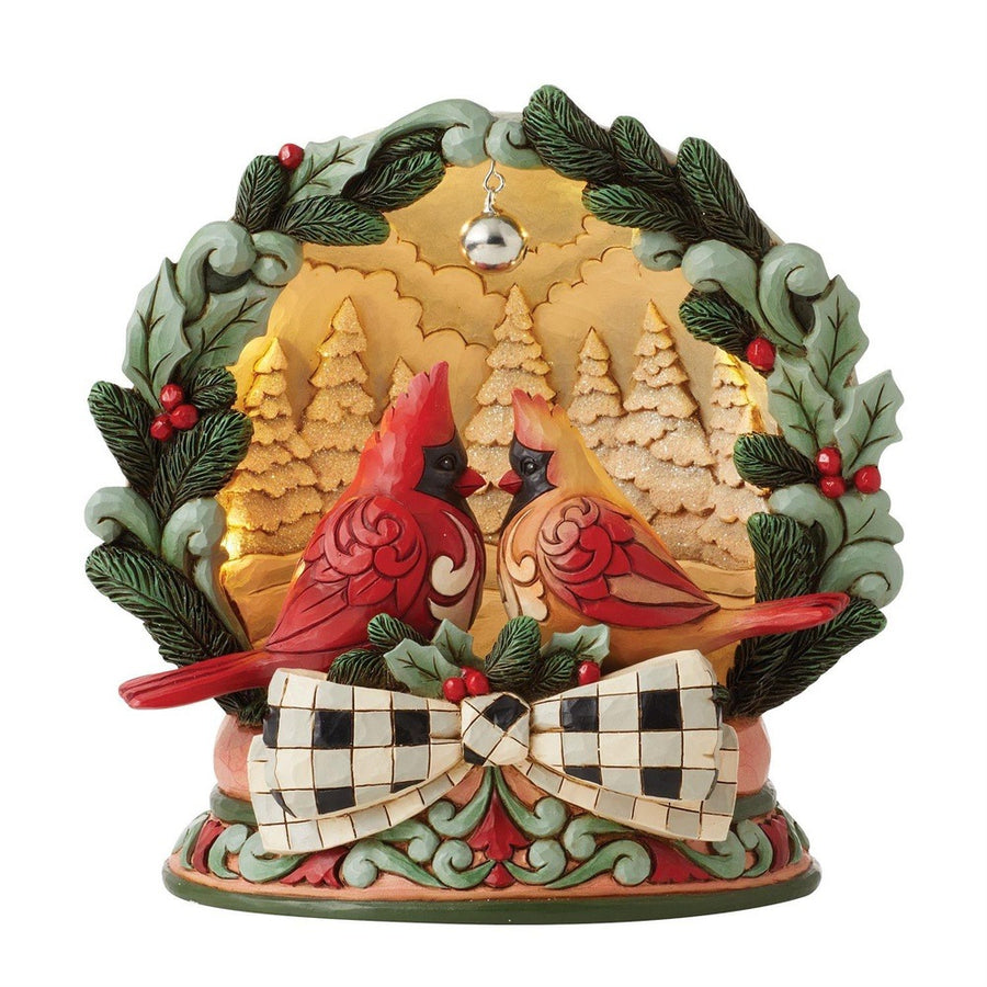 Jim Shore Heartwood Creek: Highland Glen Cardinals in Lighted Diorama Figurine sparkle-castle