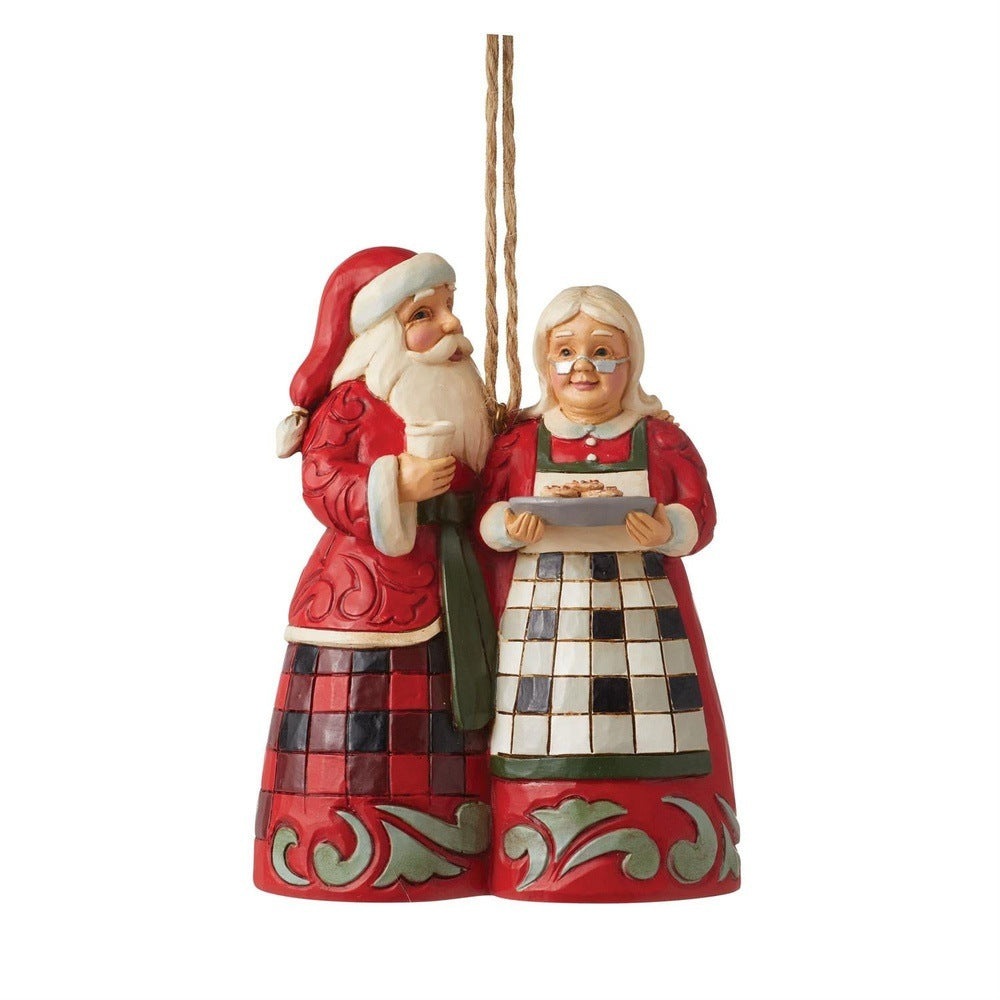 Jim Shore Heartwood Creek: Highland Glen Santa and Mrs. Claus Hanging Ornament sparkle-castle