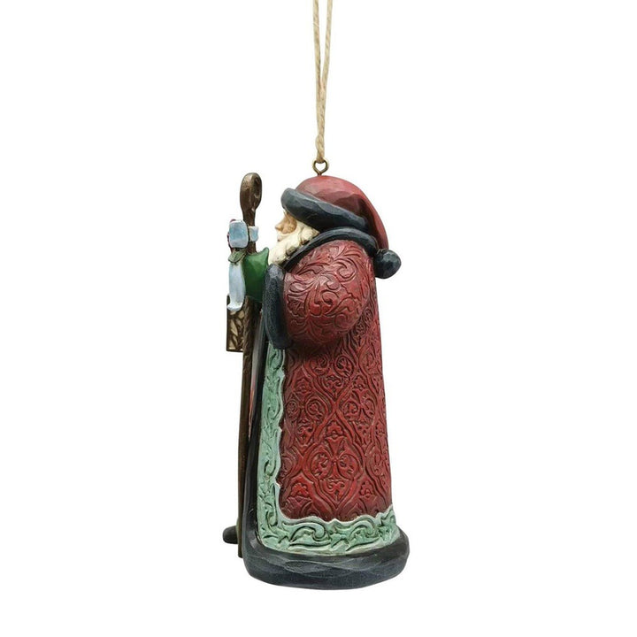 Jim Shore Heartwood Creek: Holiday Manor Santa with Cane Hanging Ornament sparkle-castle