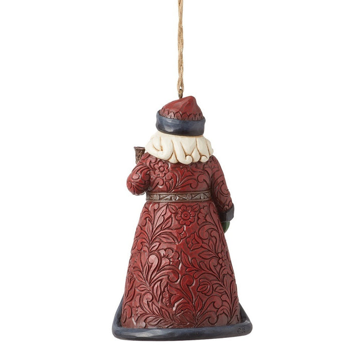 Jim Shore Heartwood Creek: Holiday Manor Santa with Bell Hanging Ornament sparkle-castle
