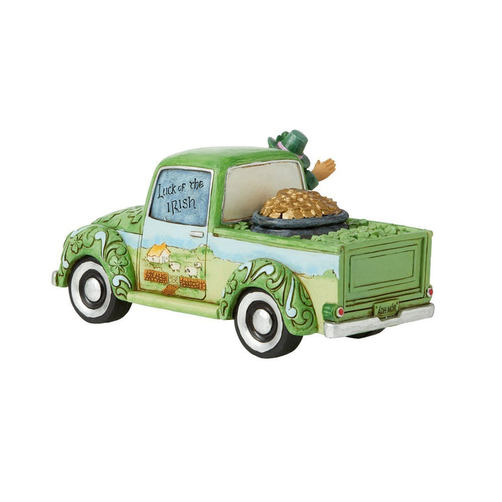 Jim Shore Heartwood Creek: Leprechaun Green Truck Figurine sparkle-castle