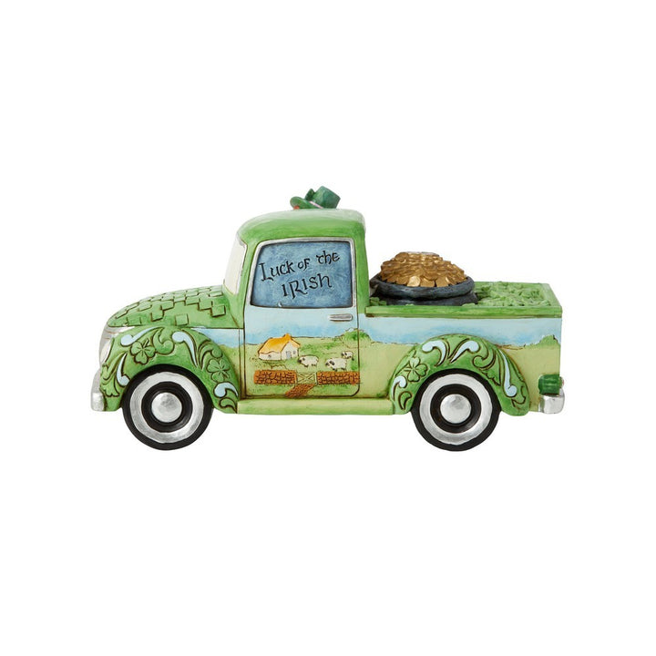 Jim Shore Heartwood Creek: Leprechaun Green Truck Figurine sparkle-castle