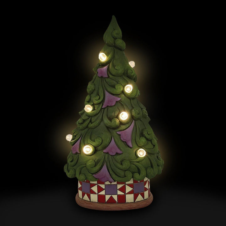 Jim Shore Heartwood Creek: Light Up Tree with Star Pattern Base Figurine sparkle-castle