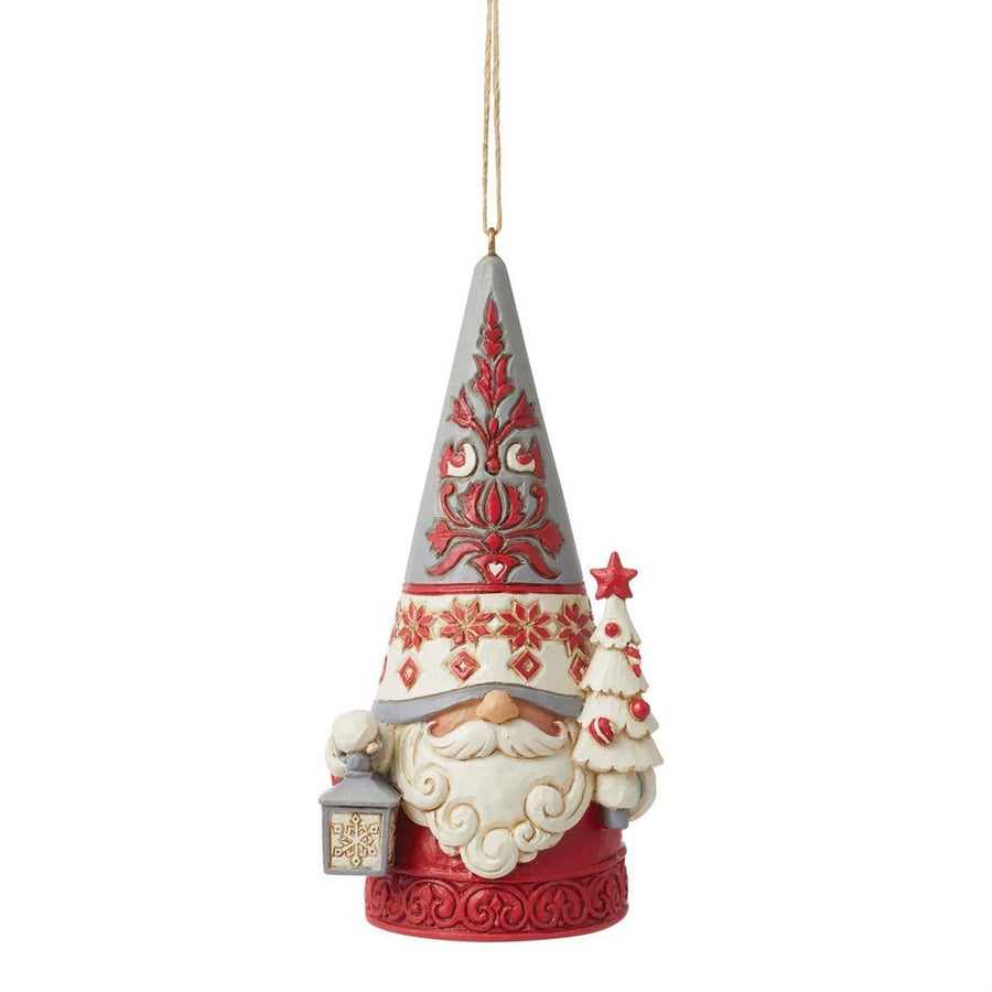 Jim Shore Heartwood Creek: Nordic Noel Gnome with Tree Hanging Ornament sparkle-castle