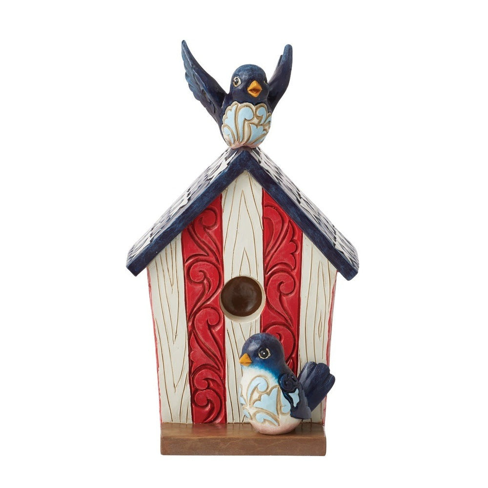 Jim Shore Heartwood Creek: Patriotic Decorative Birdhouse Figurine sparkle-castle