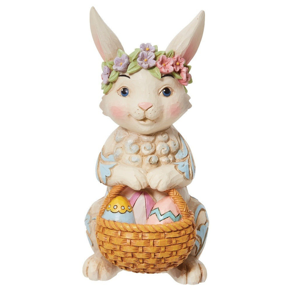 Jim Shore Heartwood Creek: Pint Sized Bunny Basket Figurine sparkle-castle