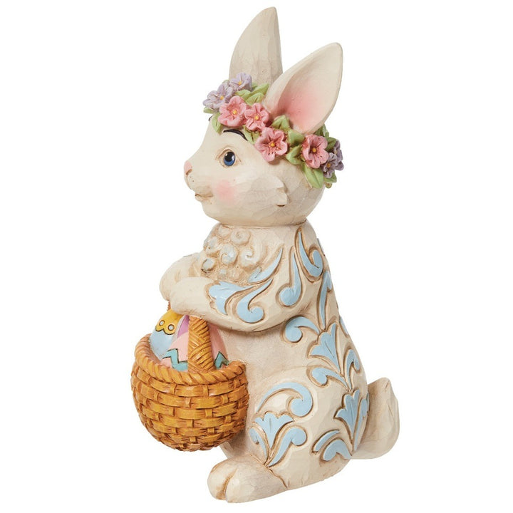 Jim Shore Heartwood Creek: Pint Sized Bunny Basket Figurine sparkle-castle