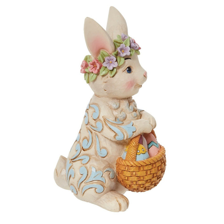Jim Shore Heartwood Creek: Pint Sized Bunny Basket Figurine sparkle-castle