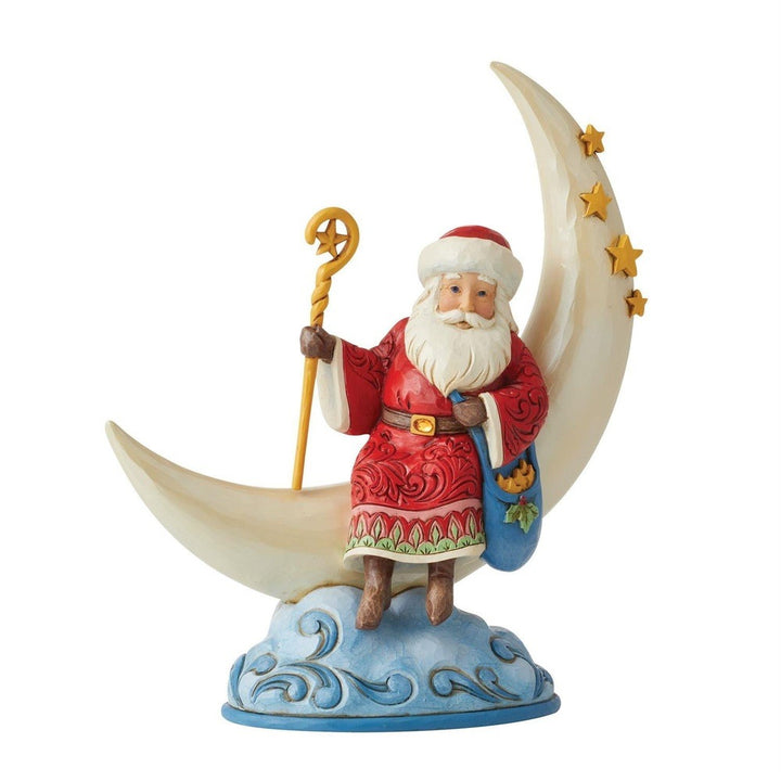 Jim Shore Heartwood Creek: Santa on Crescent Moon Figurine sparkle-castle