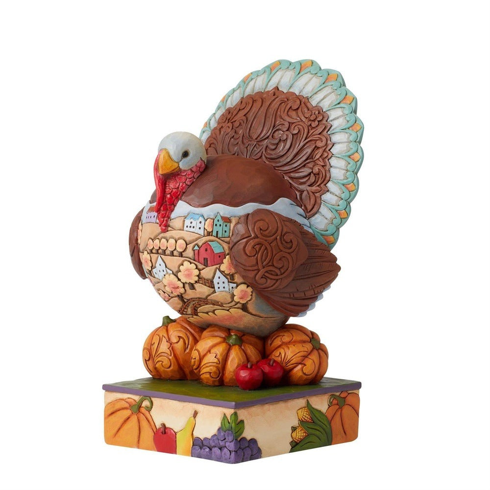 Jim Shore Heartwood Creek: Traditional Turkey with Scene Figurine sparkle-castle