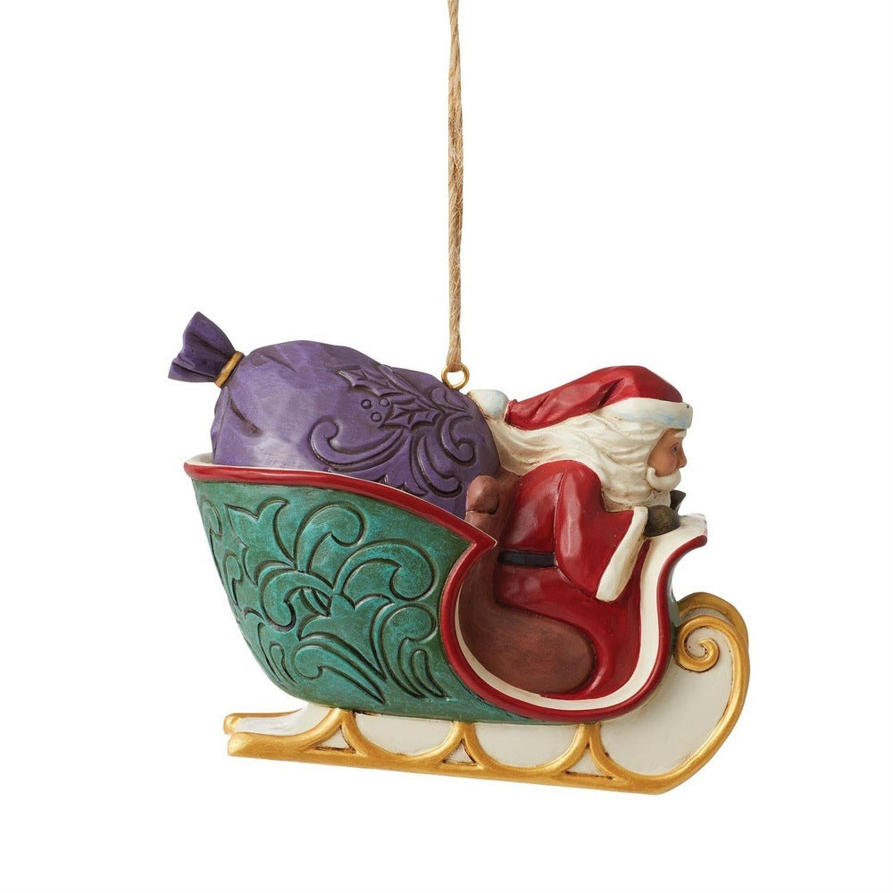 Jim Shore Heartwood Creek: 'Twas The Night Before Christmas Santa in Sleigh Hanging Ornament sparkle-castle