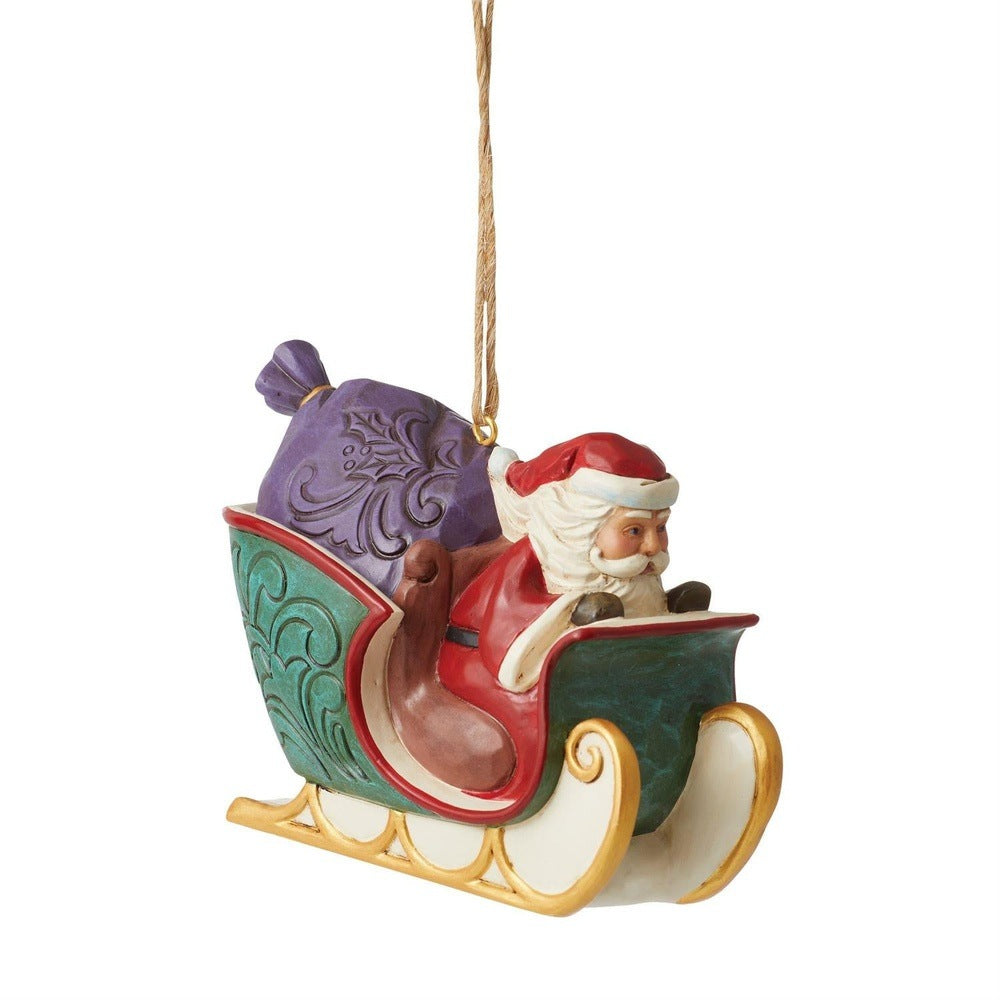 Jim Shore Heartwood Creek: 'Twas The Night Before Christmas Santa in Sleigh Hanging Ornament sparkle-castle