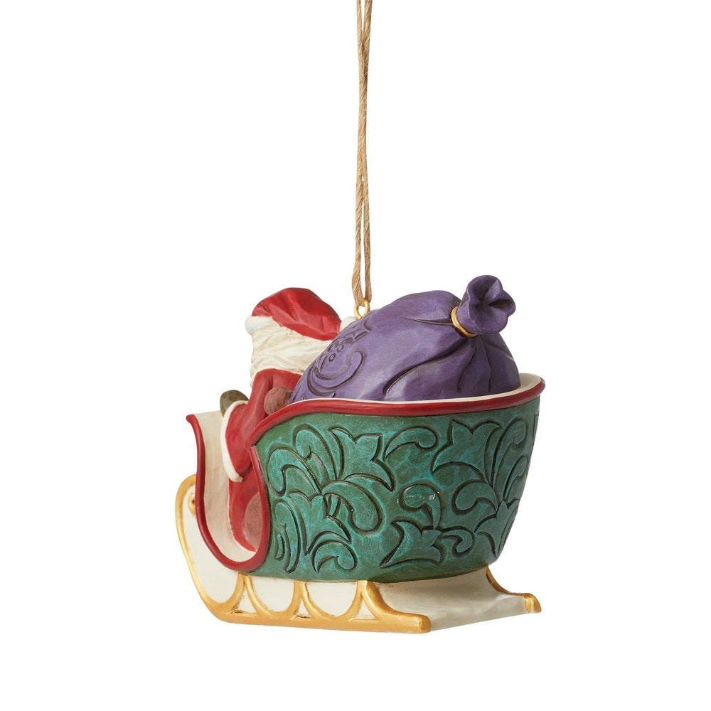 Jim Shore Heartwood Creek: 'Twas The Night Before Christmas Santa in Sleigh Hanging Ornament sparkle-castle