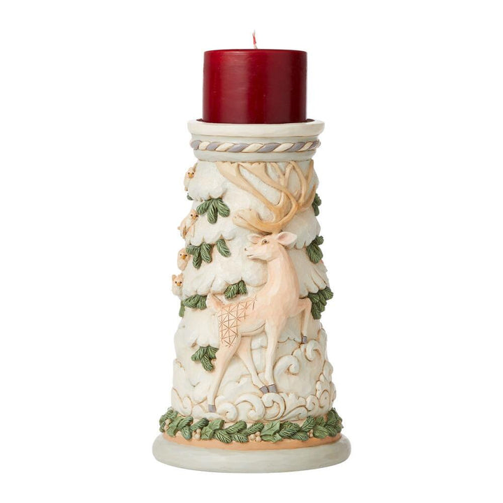 Jim Shore Heartwood Creek: White Woodland Deer Candleholder sparkle-castle