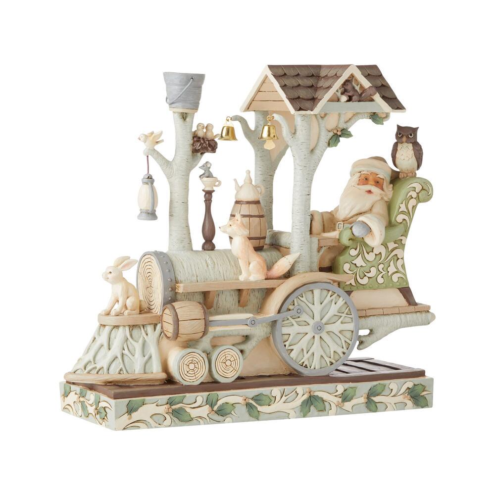Jim Shore Heartwood Creek: White Woodland Santa Train Engine Figurine sparkle-castle
