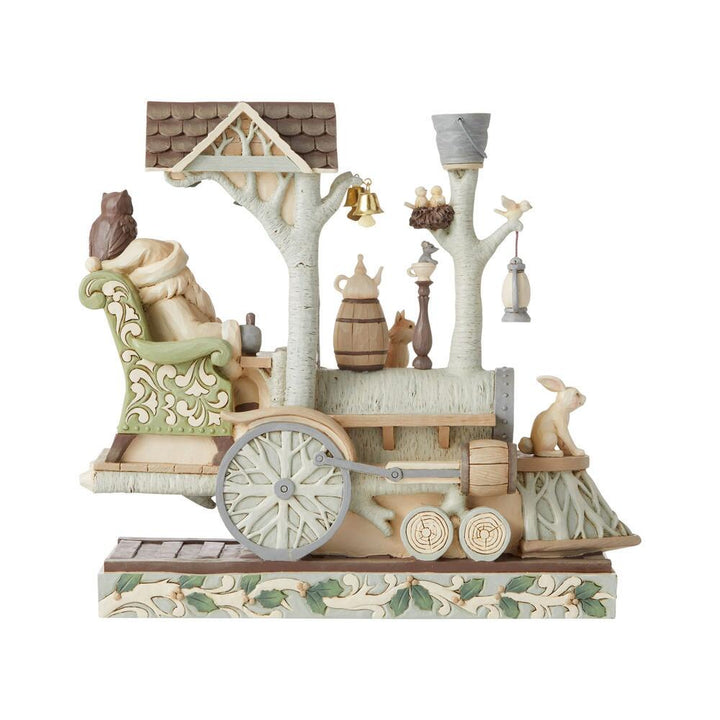 Jim Shore Heartwood Creek: White Woodland Santa Train Engine Figurine sparkle-castle