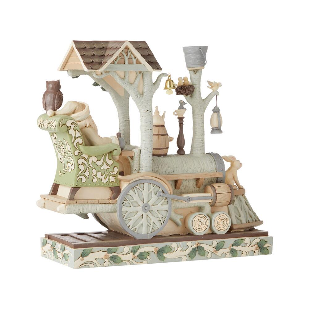 Jim Shore Heartwood Creek: White Woodland Santa Train Engine Figurine sparkle-castle