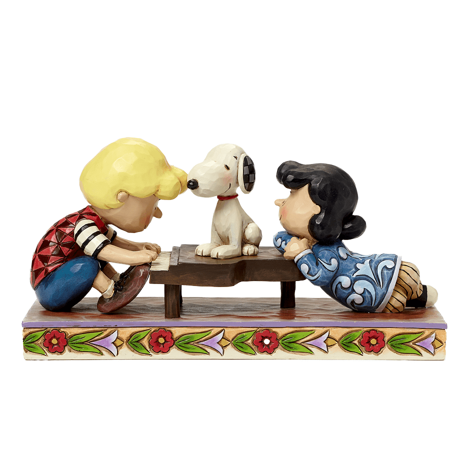 Jim Shore Peanuts: Schroeder, Lucy & Snoopy Figurine – Sparkle Castle