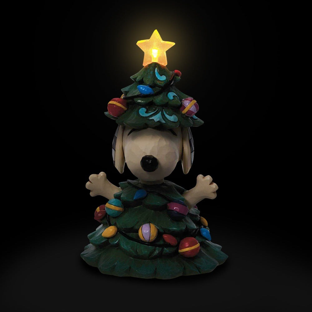 Jim Shore Peanuts: Snoopy Dressed As A Christmas Tree Figurine sparkle-castle