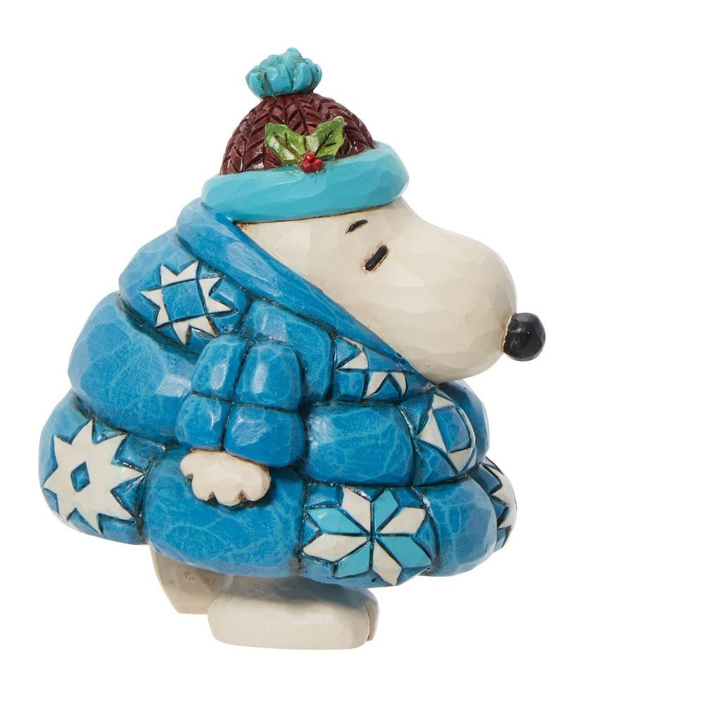 Jim Shore Peanuts: Snoopy In Puffer Jacket Miniature Figurine sparkle-castle