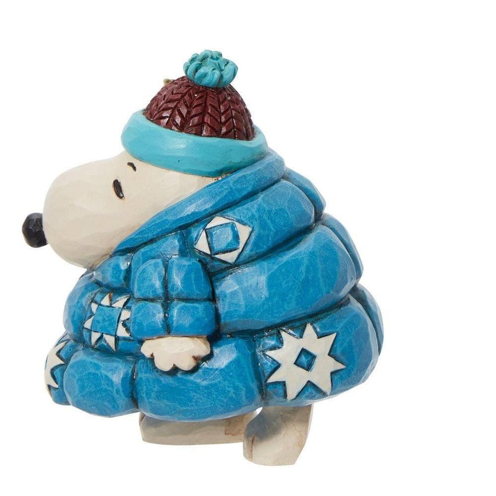 Jim Shore Peanuts: Snoopy In Puffer Jacket Miniature Figurine sparkle-castle