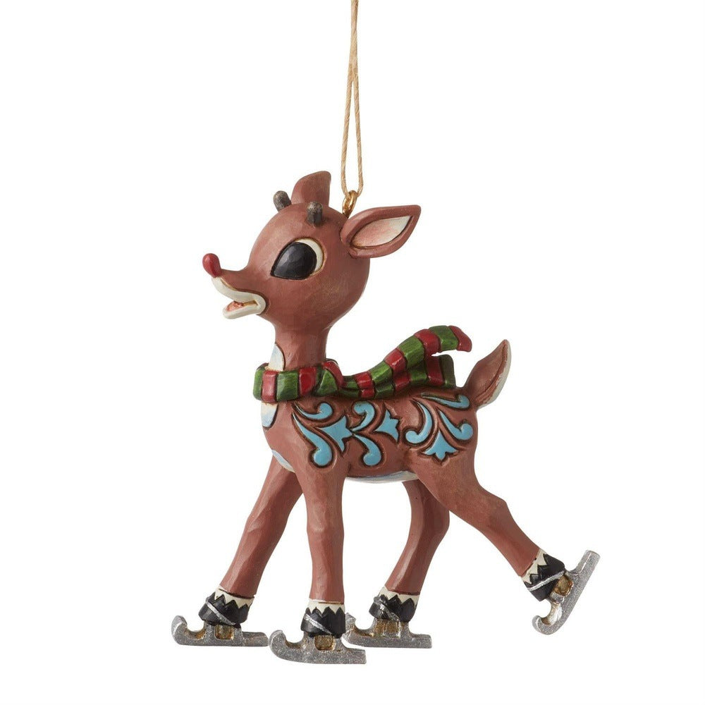 Jim Shore Rudolph Traditions: Rudolph Ice Skating Hanging Ornament sparkle-castle