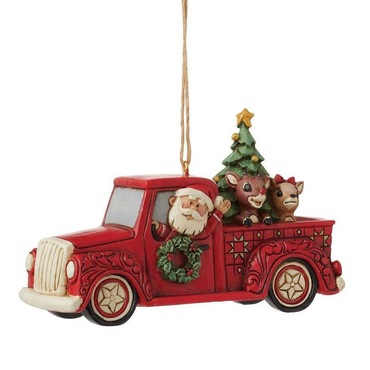 Jim Shore Rudolph Traditions: Rudolph In Red Truck Hanging Ornament sparkle-castle