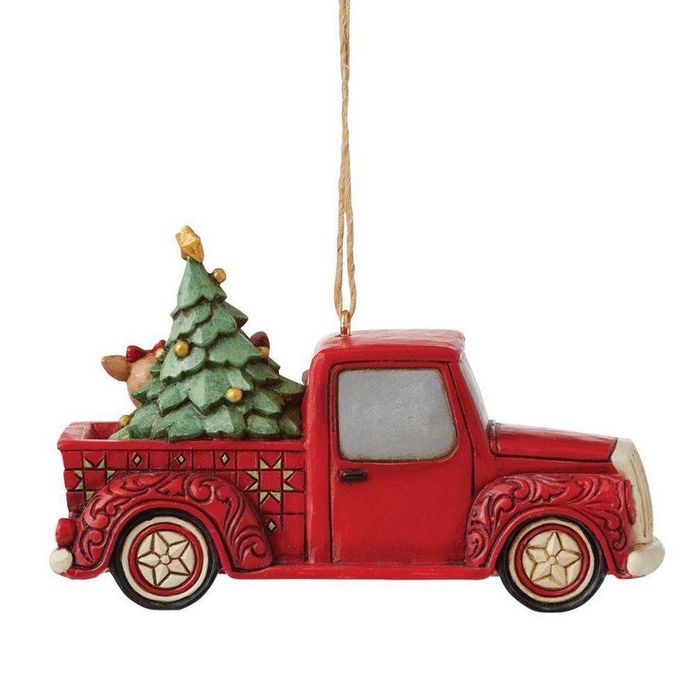 Jim Shore Rudolph Traditions: Rudolph In Red Truck Hanging Ornament sparkle-castle