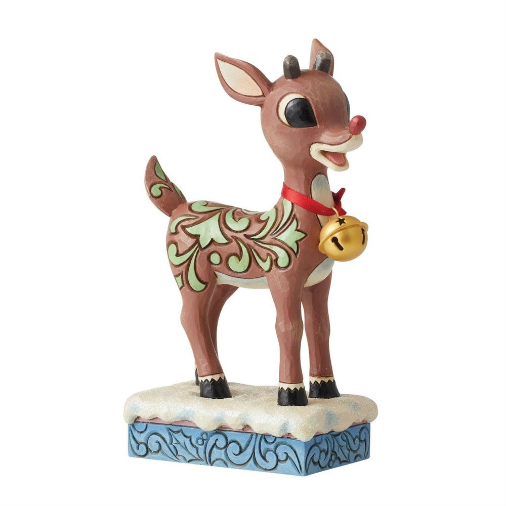 Jim Shore Rudolph Traditions: Rudolph with Large Bell Figurine sparkle-castle