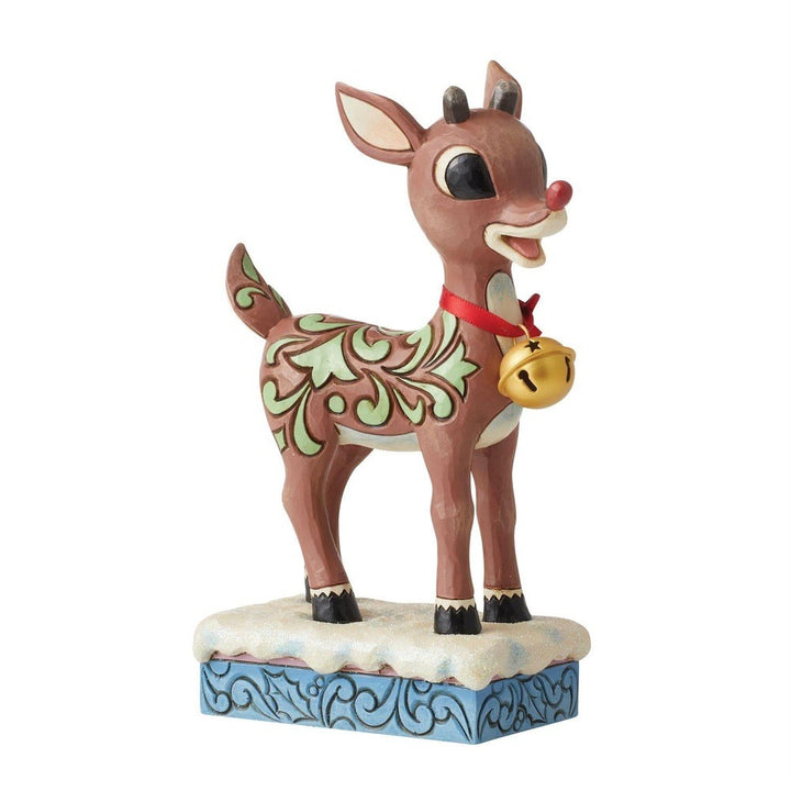 Jim Shore Rudolph Traditions: Rudolph with Large Bell Figurine sparkle-castle