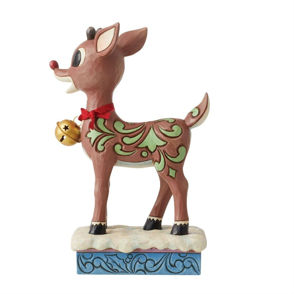 Jim Shore Rudolph Traditions: Rudolph with Large Bell Figurine sparkle-castle
