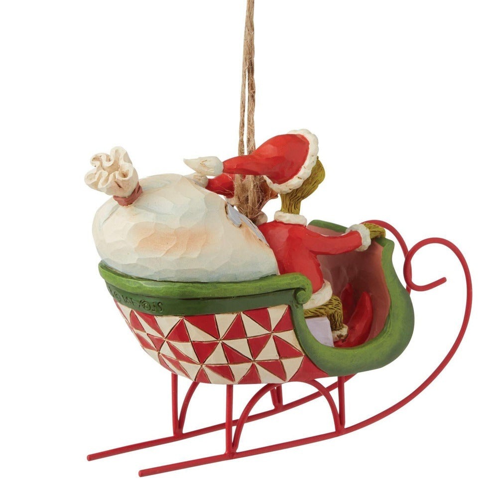Jim Shore The Grinch: Grinch and Max in Sleigh Hanging Ornament sparkle-castle