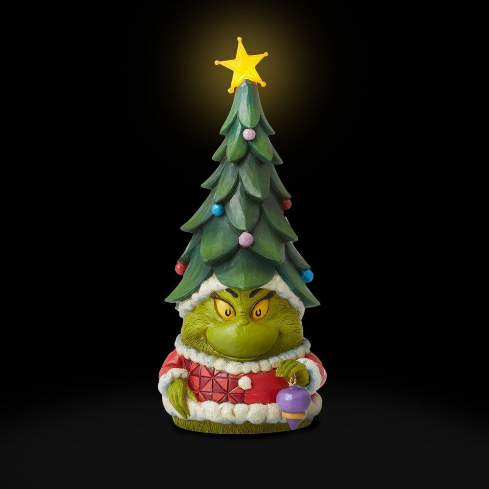 Jim Shore The Grinch: Grinch Gnome with Lit Star Christmas Tree Hat Figurine sparkle-castle