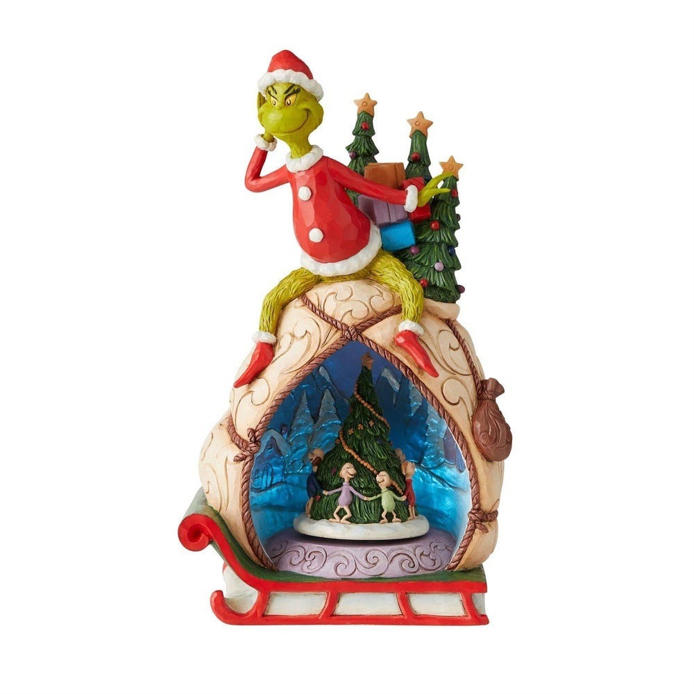 Jim Shore The Grinch: Grinch Lighted Rotator Figurine sparkle-castle