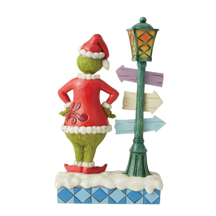 Jim Shore The Grinch: Grinch with Lit Lamppost and Street Sign Figurine sparkle-castle