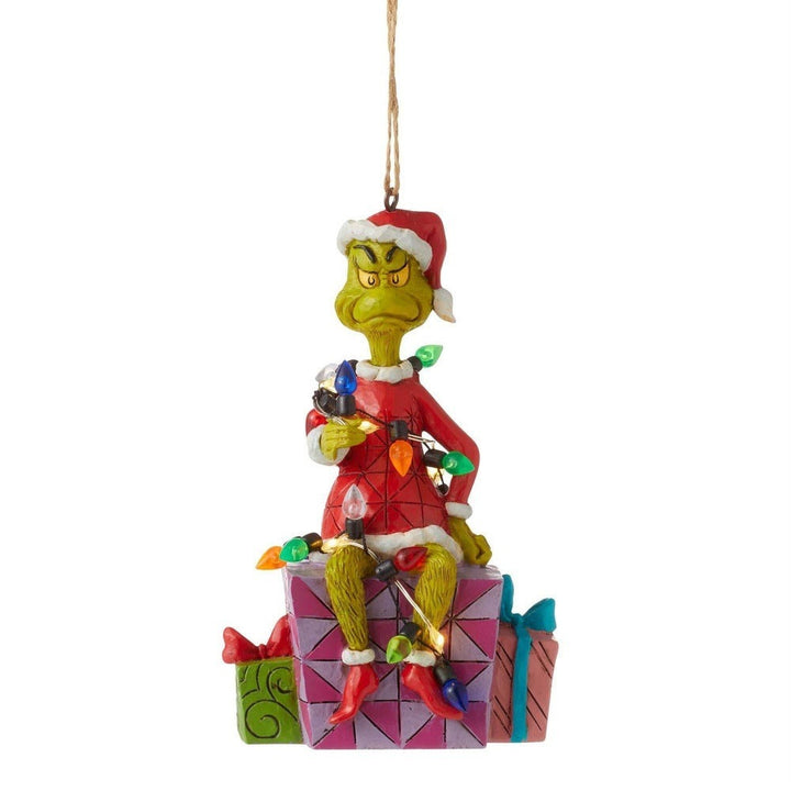 Jim Shore The Grinch: Grinch Wrapped In Lights Hanging Ornament sparkle-castle