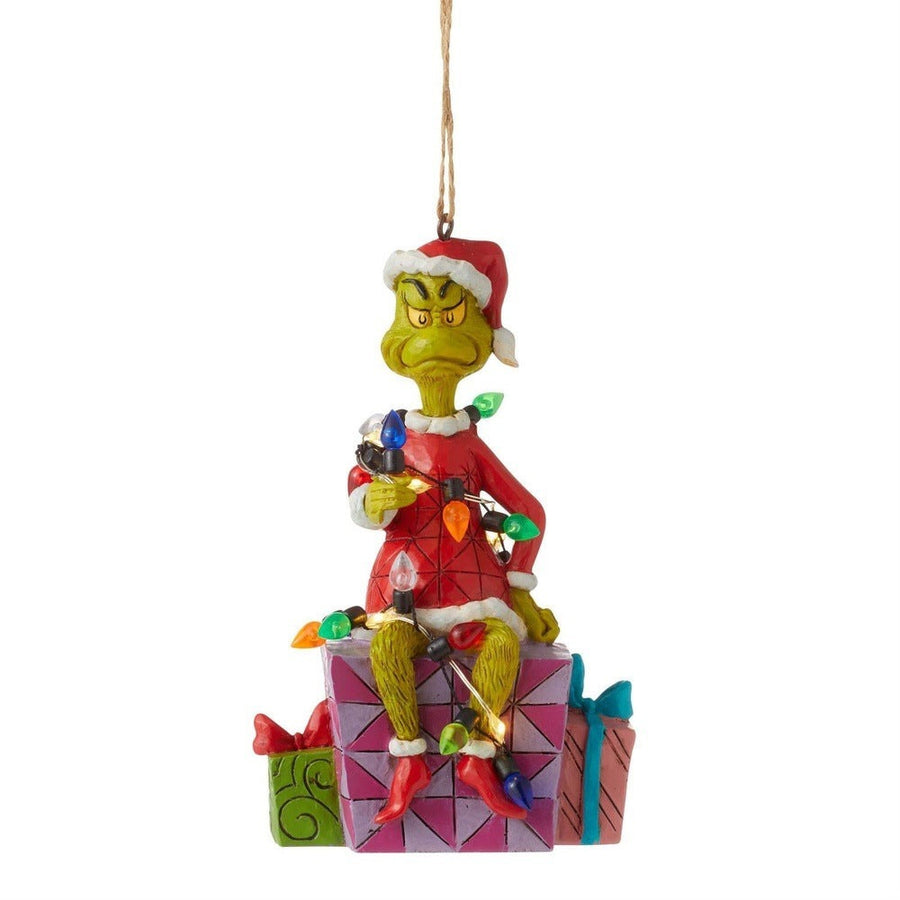 Jim Shore The Grinch: Grinch Wrapped In Lights Hanging Ornament sparkle-castle